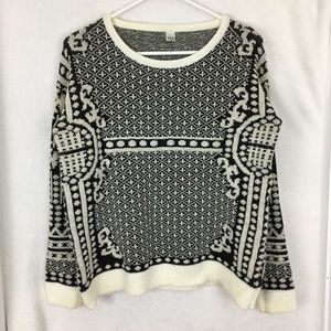 ❤️ 5/$25 Tea n Cup Print Black Cream Sweater